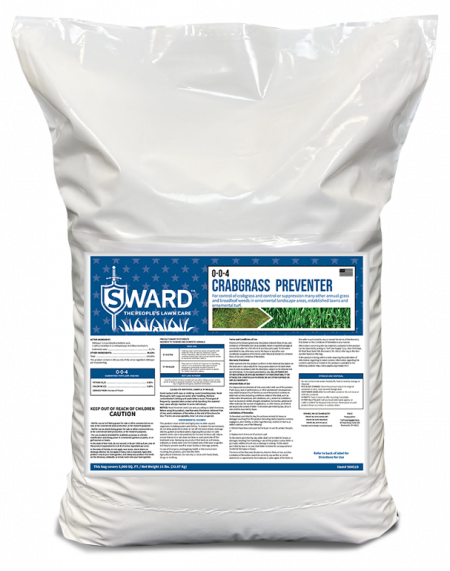 SWARD crabgrass preventer lawn care product bag